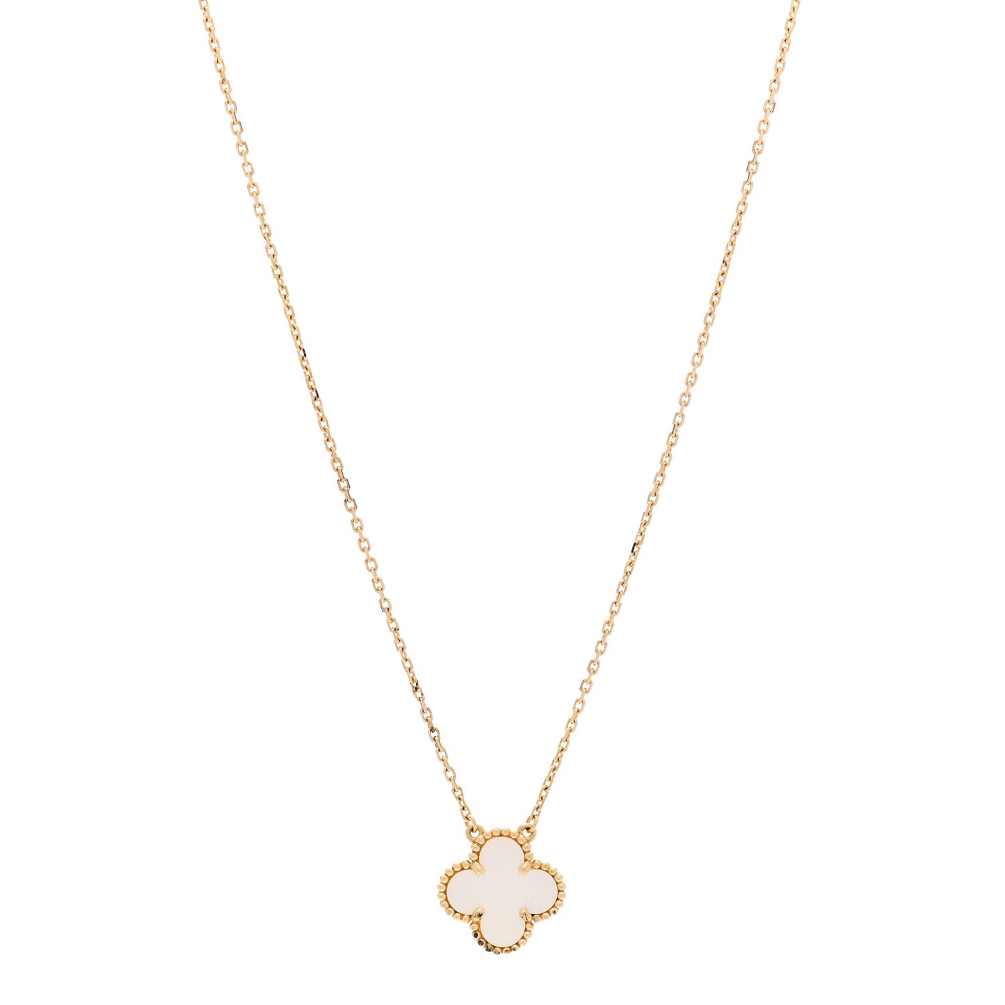 VAN CLEEF &amp; ARPELS 18K Yellow Gold Mother of Pearl Vintage Alhambra Pendant Necklace