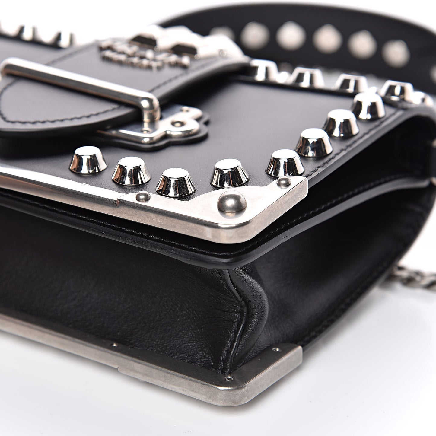 City Calf Saffiano Studded Small Cahier Bag Black