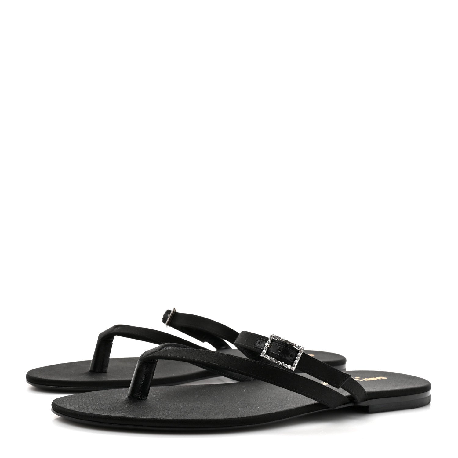 Saint Laurent Crepe Satin Laszlo Sandals 39.5 Black 4 of 9