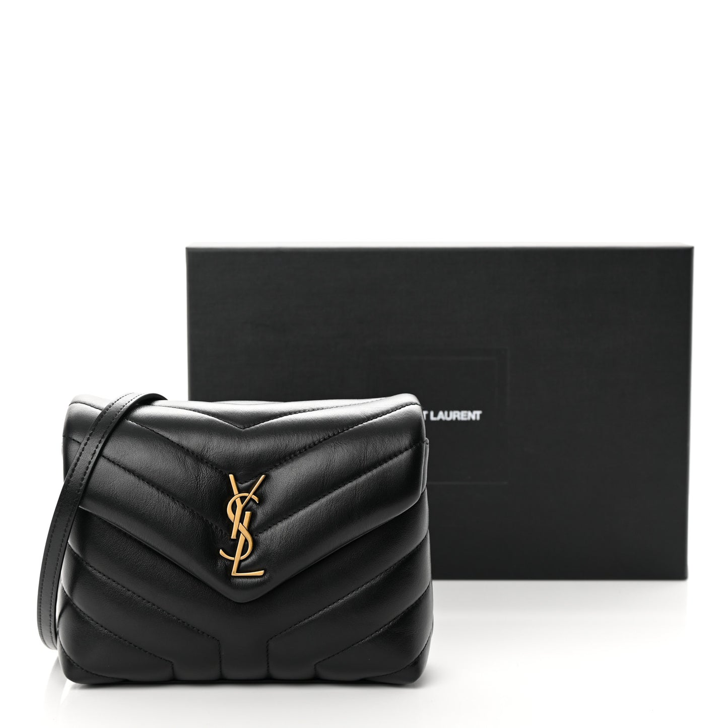 Calfskin Y Quilted Monogram Toy Loulou Crossbody Bag Black