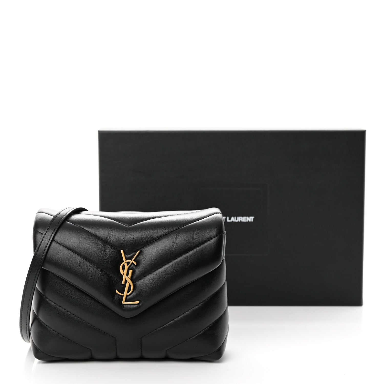 Saint Laurent Calfskin Y Quilted Monogram Toy Loulou Crossbody Bag Black 15 of 15