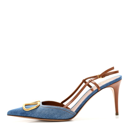 Valentino Garavani Denim Vlogo Slingback 80mm Pumps 41 Denim Selleria 1 of 9
