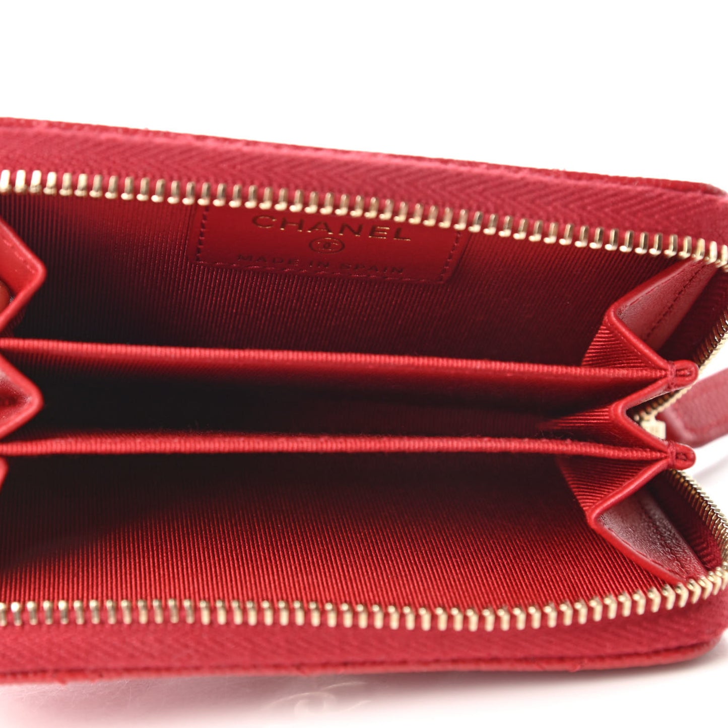 Caviar Quilted Zip Coin Purse Wallet Red