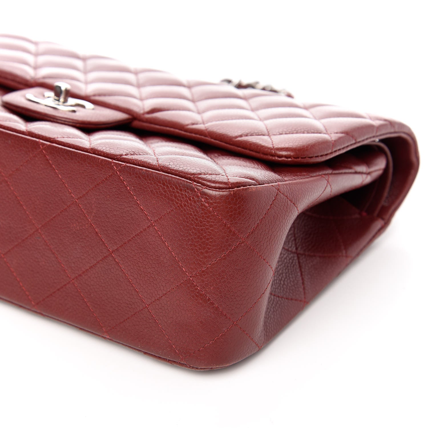 Chanel Caviar Quilted Jumbo Double Flap Dark Red 9 of 10