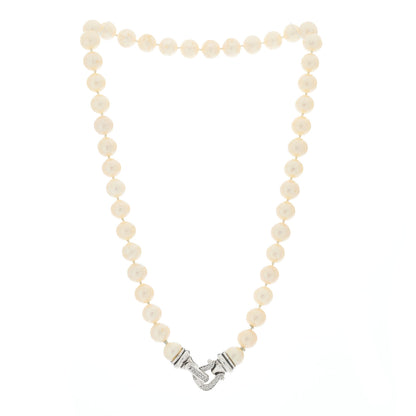 David Yurman Sterling Silver Diamond Pearl 8-8.5mm Buckle Necklace 3 of 5