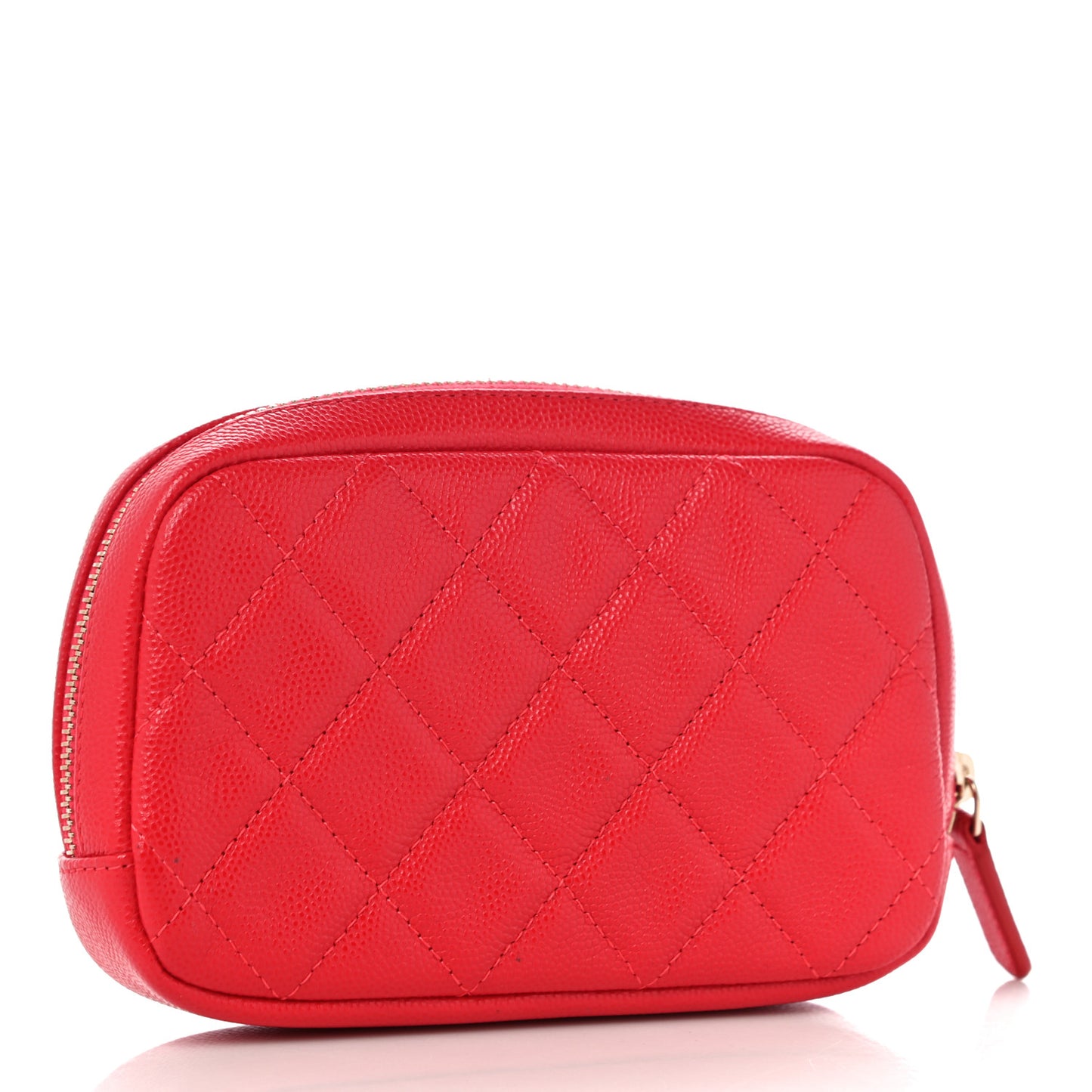Caviar Quilted Small Curvy Pouch Cosmetic Case Red