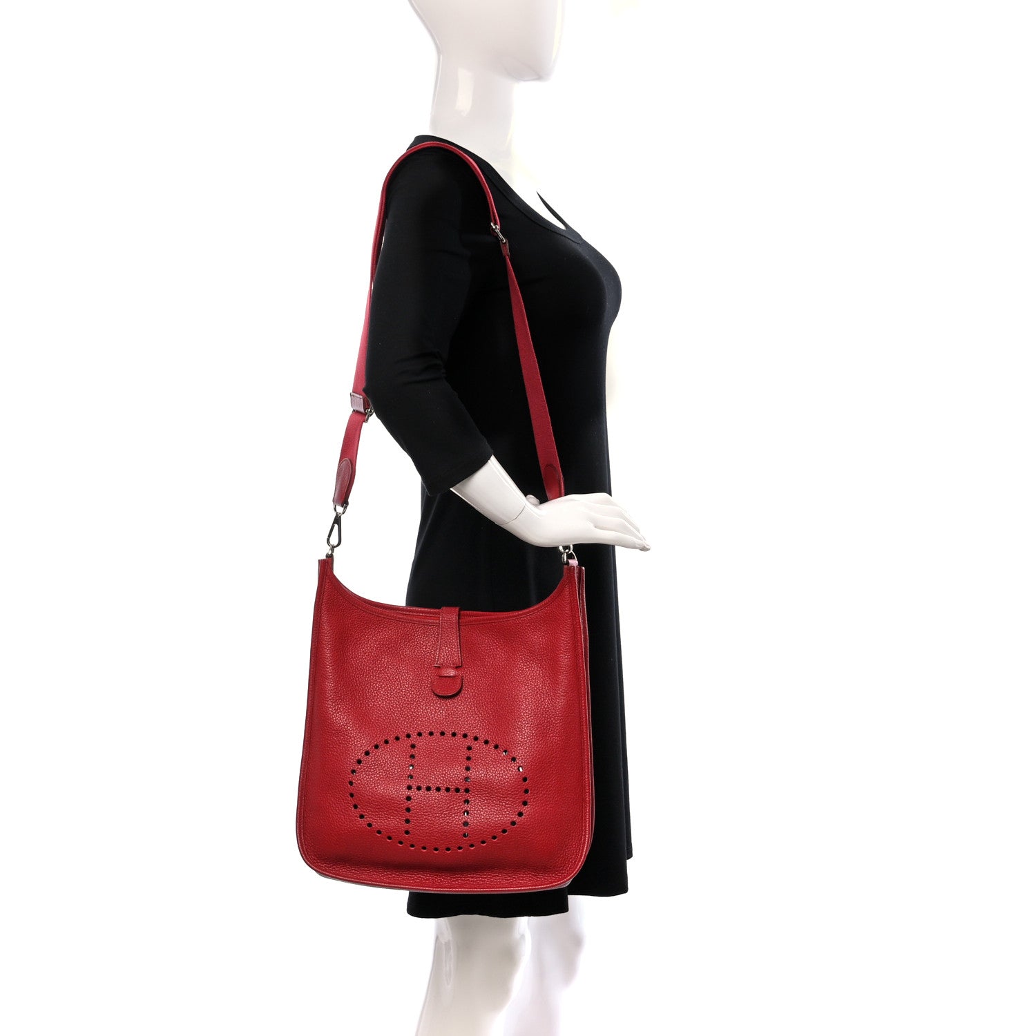 Hermes Taurillon Clemence Evelyne III GM Rouge Garance 2 of 13