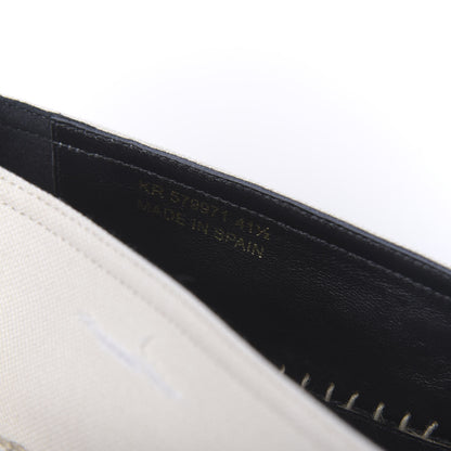 Saint Laurent Canvas Elba Logo Embroidered Espadrilles 41.5 Panna 7 of 9