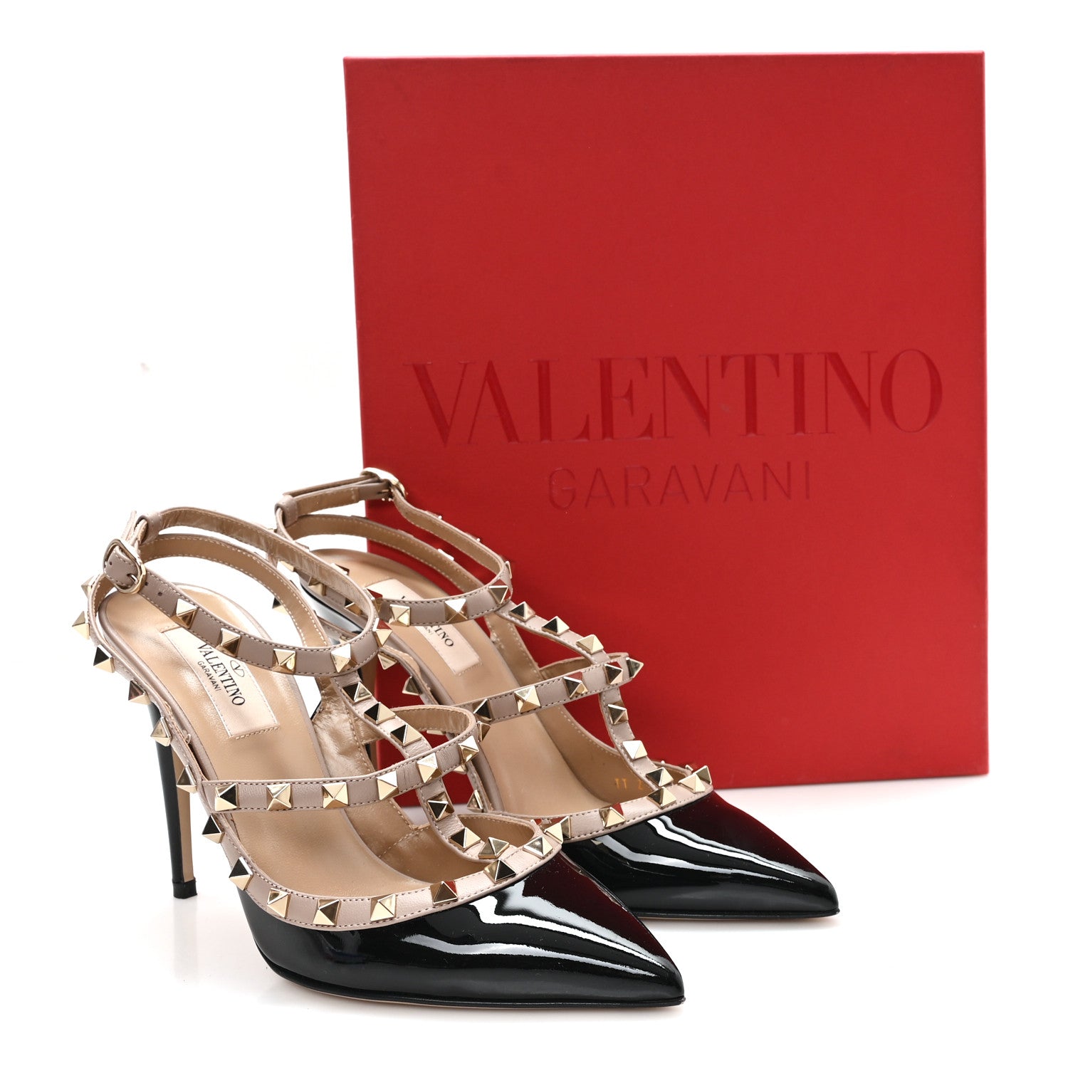 Valentino Garavani Patent Nappa Rockstud Ankle Strap 100mm Pumps 39 Black Poudre 10 of 10