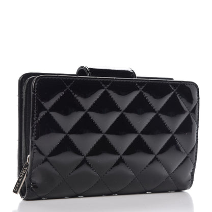 Chanel Patent Quilted Brilliant Zipped Pocket Wallet Black 3 of 11