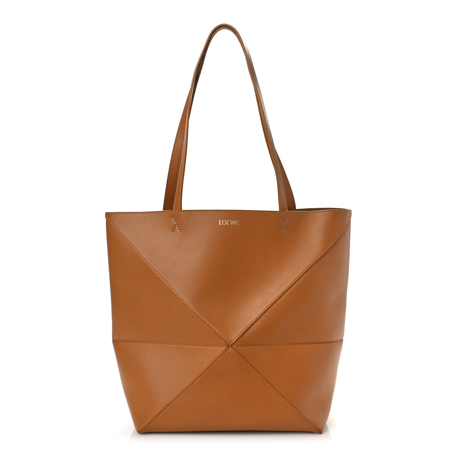 Loewe Shiny Calfskin Medium Puzzle Fold Tote Warm Desert 1 of 8