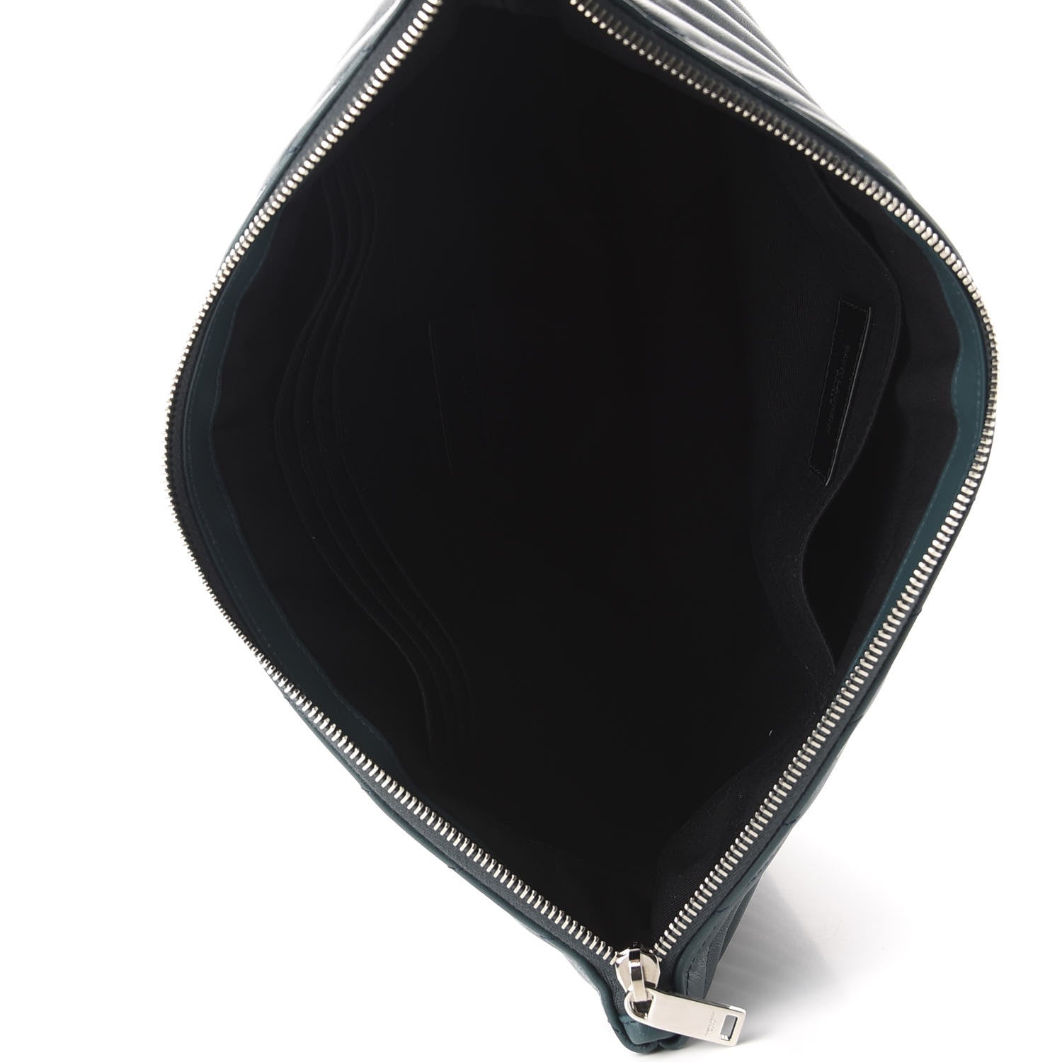 Saint Laurent Calfskin Matelasse Chevron Monogram Document Holder Dark Green 5 of 9