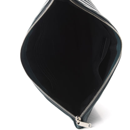 Saint Laurent Calfskin Matelasse Chevron Monogram Document Holder Dark Green 5 of 9