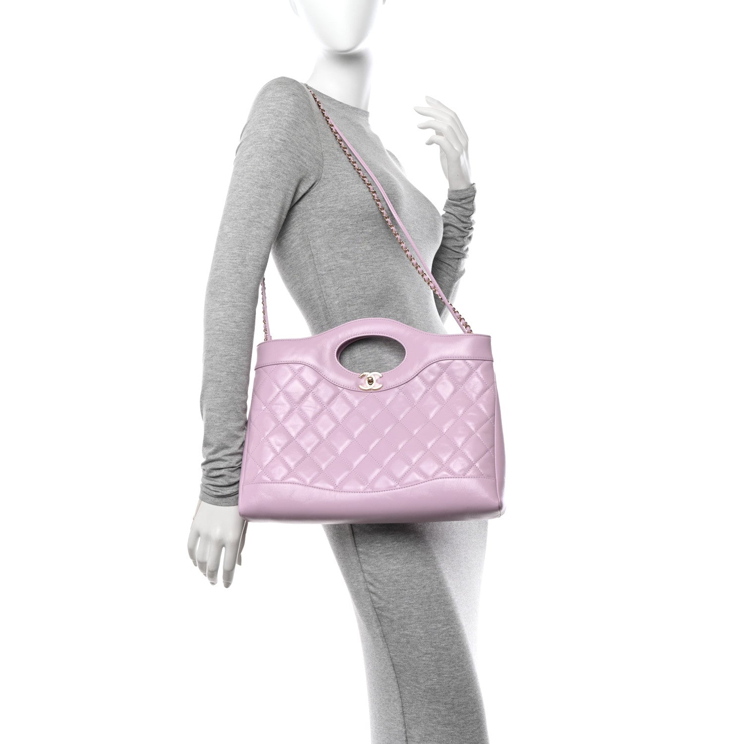 Chanel Shiny Lambskin Quilted 31 Shopping Bag Light Purple 2 of 11