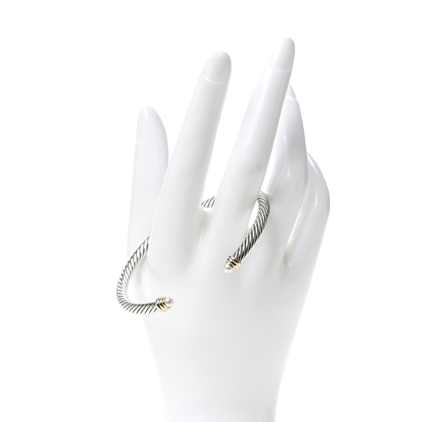 Sterling Silver 14K Yellow Gold Pearl 5mm Cable Classics Petite Color Bracelet