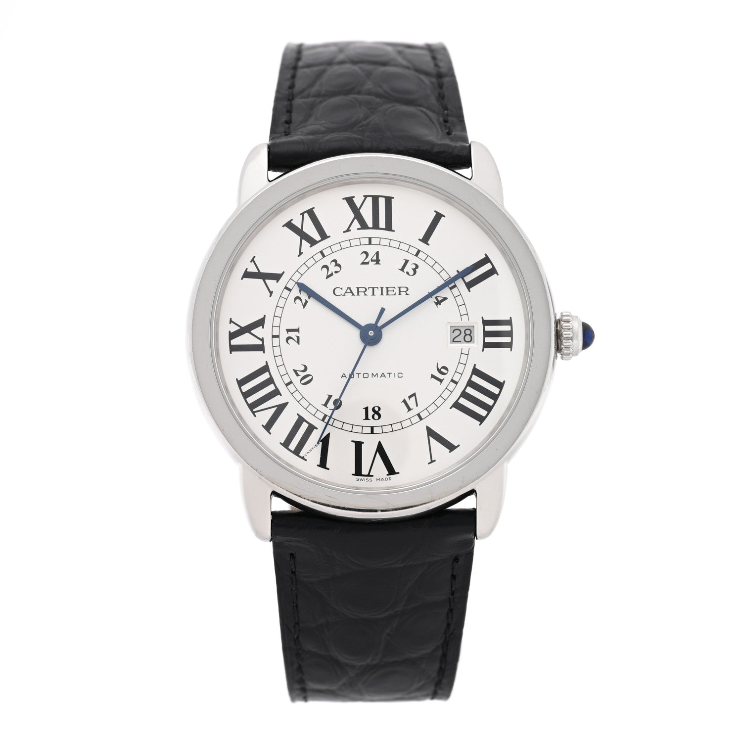 Cartier Stainless Steel Alligator 42mm Ronde Solo Automatic Watch 1 of 4