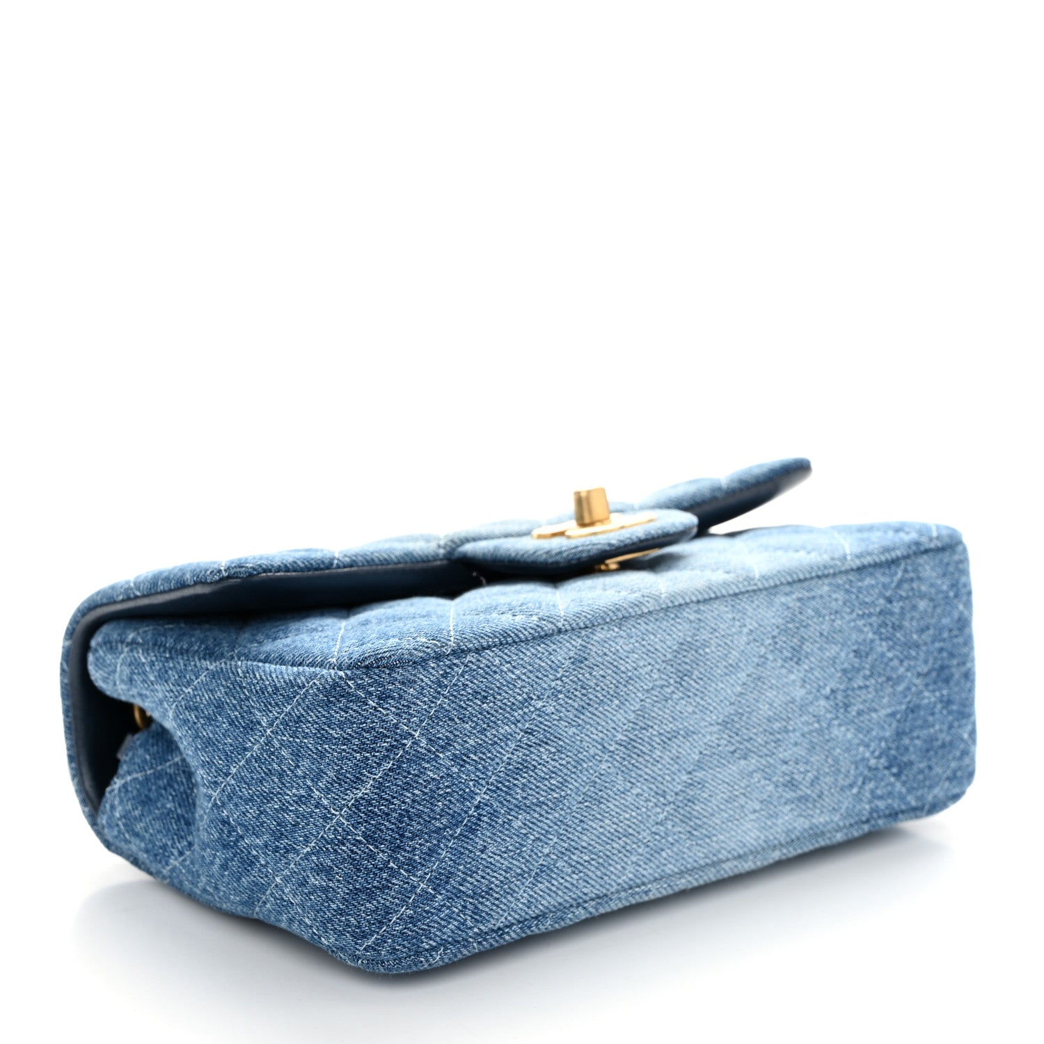 Chanel Washed Denim Quilted Mini Rectangular Flap Blue 4 of 10