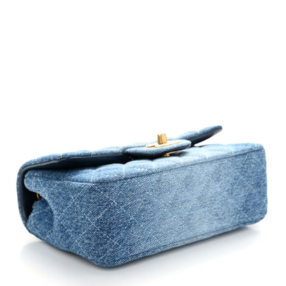 Chanel Washed Denim Quilted Mini Rectangular Flap Blue 4 of 10