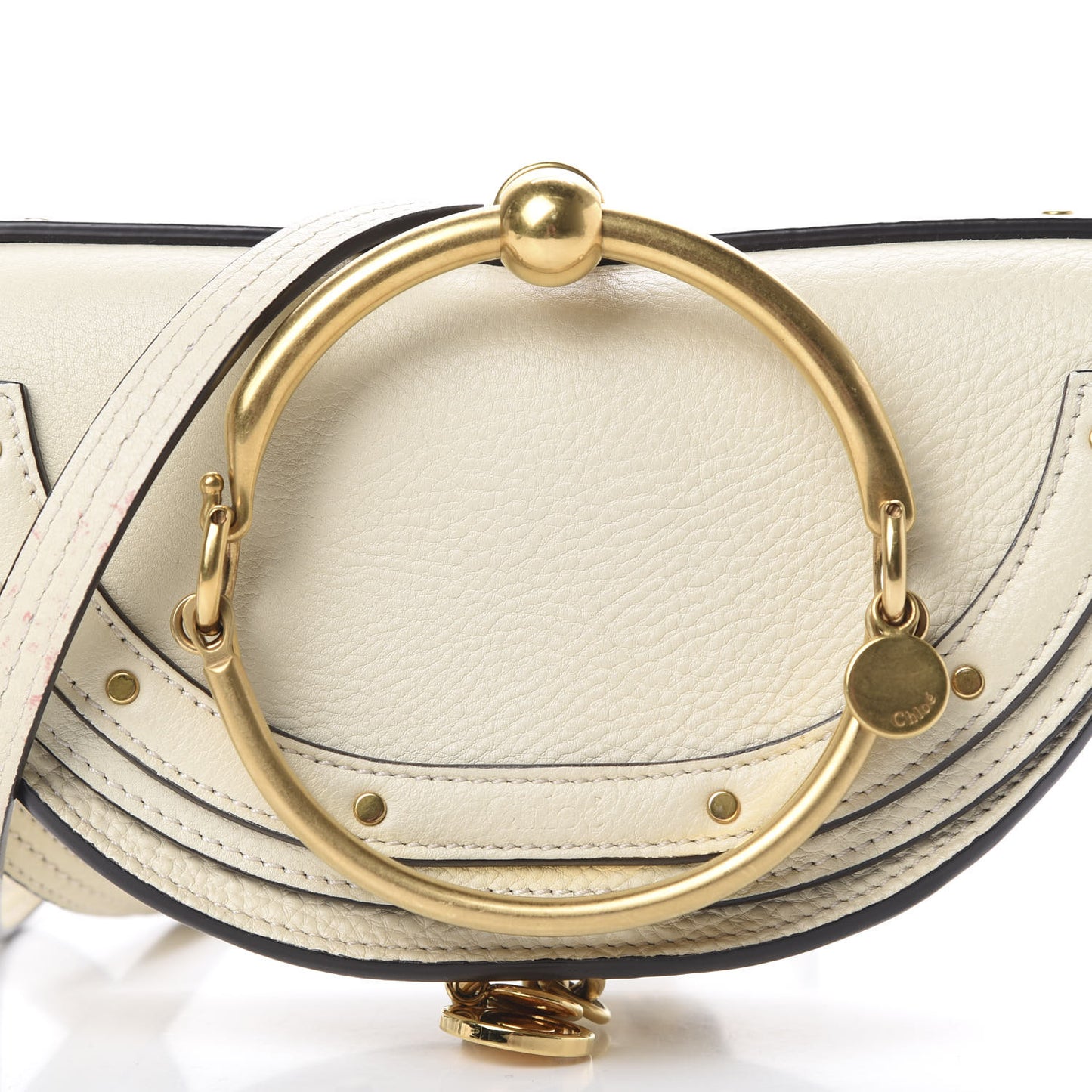 Calfskin Small Nile Bracelet Minaudiere Bag Off White
