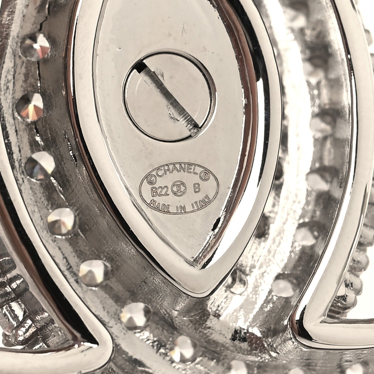 Chanel Crystal CC Turnlock Brooch Silver 3 of 3