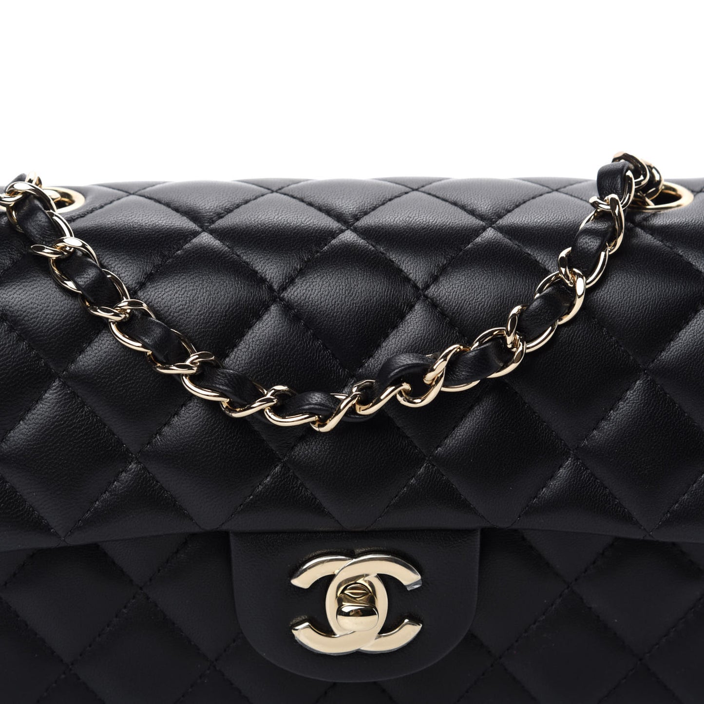 Lambskin Quilted Mini Rectangular Flap Black