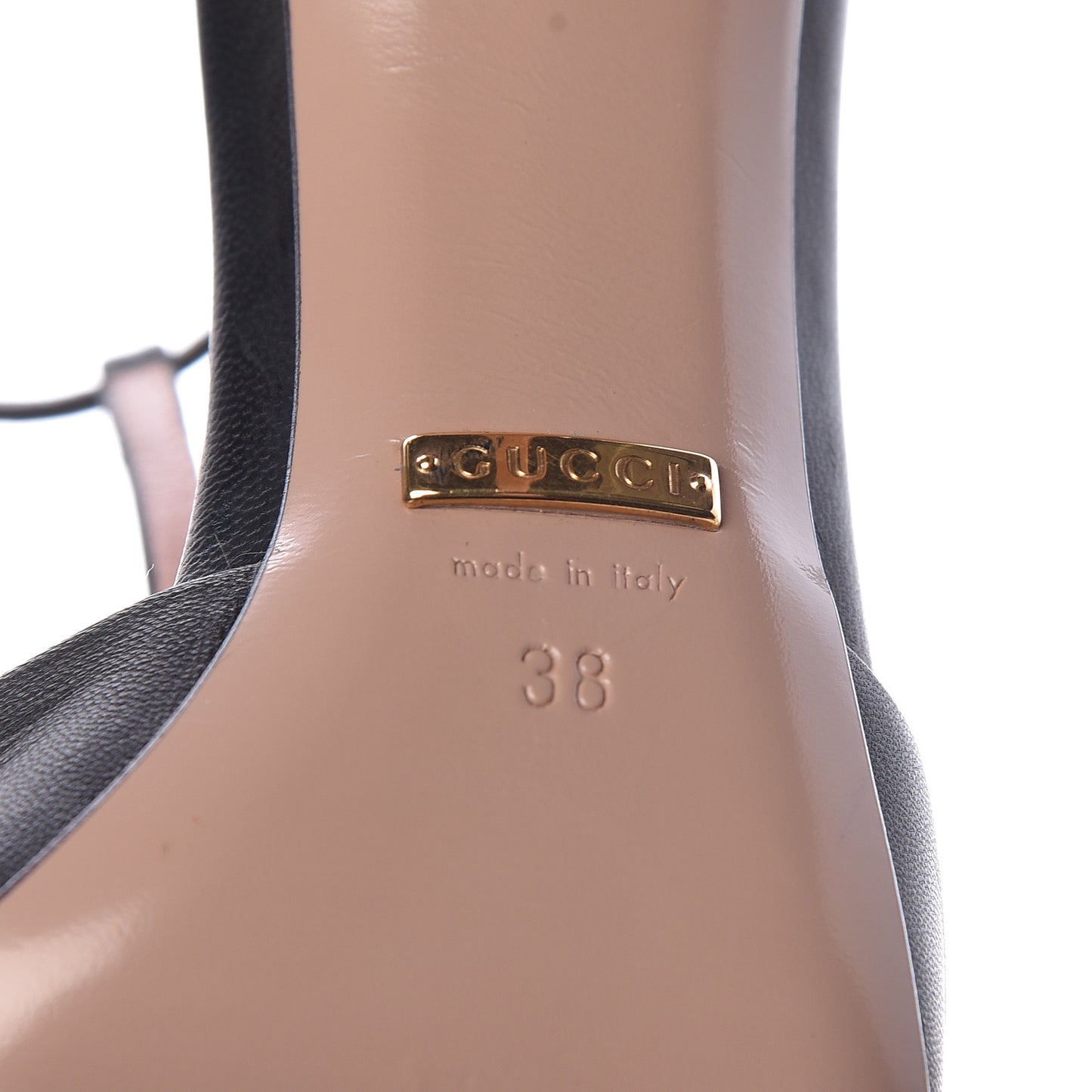 Calfskin Studded Cap Toe Ankle Strap Pumps 38 Black