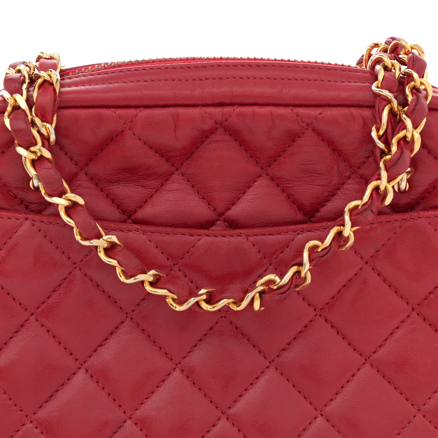 Lambskin Quilted Camera Case Red