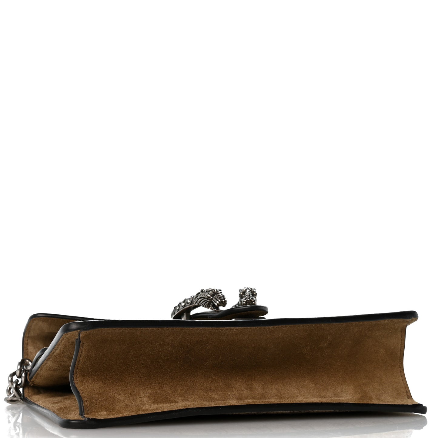 GG Supreme Monogram Suede Crystal Small Dionysus Shoulder Bag Beige Ebony Taupe