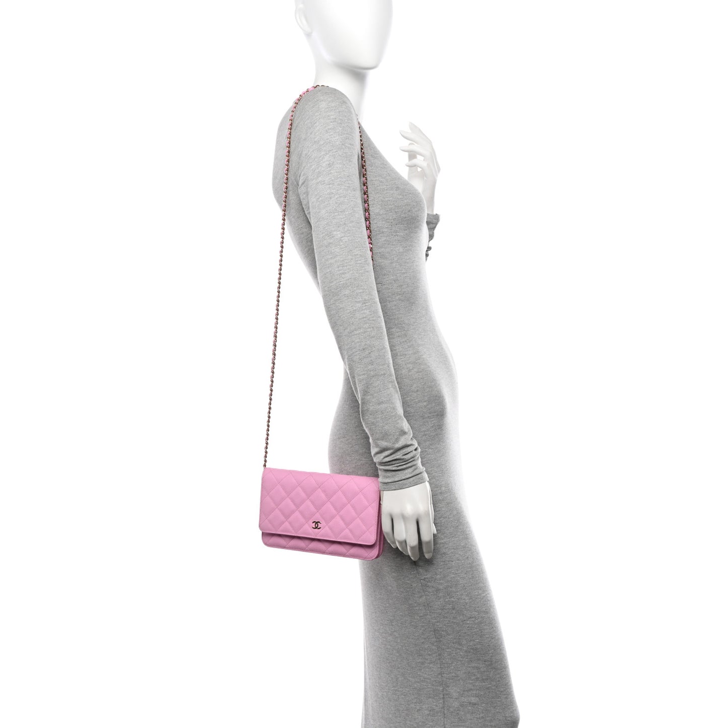 Caviar Quilted Wallet On Chain WOC Pink