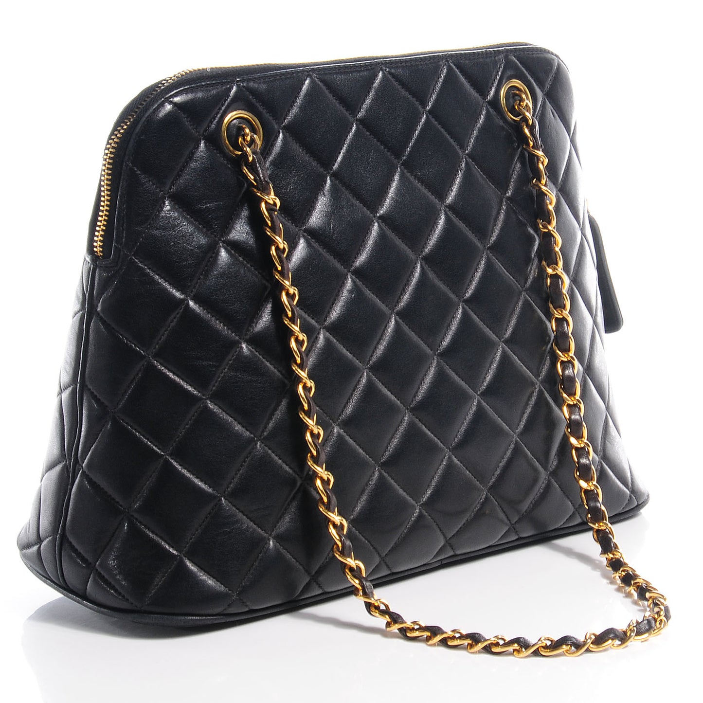Lambskin Quilted Shoulder Bag Black
