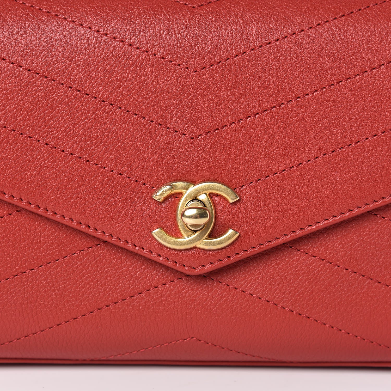 Chanel Calfskin Chevron Stitched Coco Waist Bag Red 10 of 13