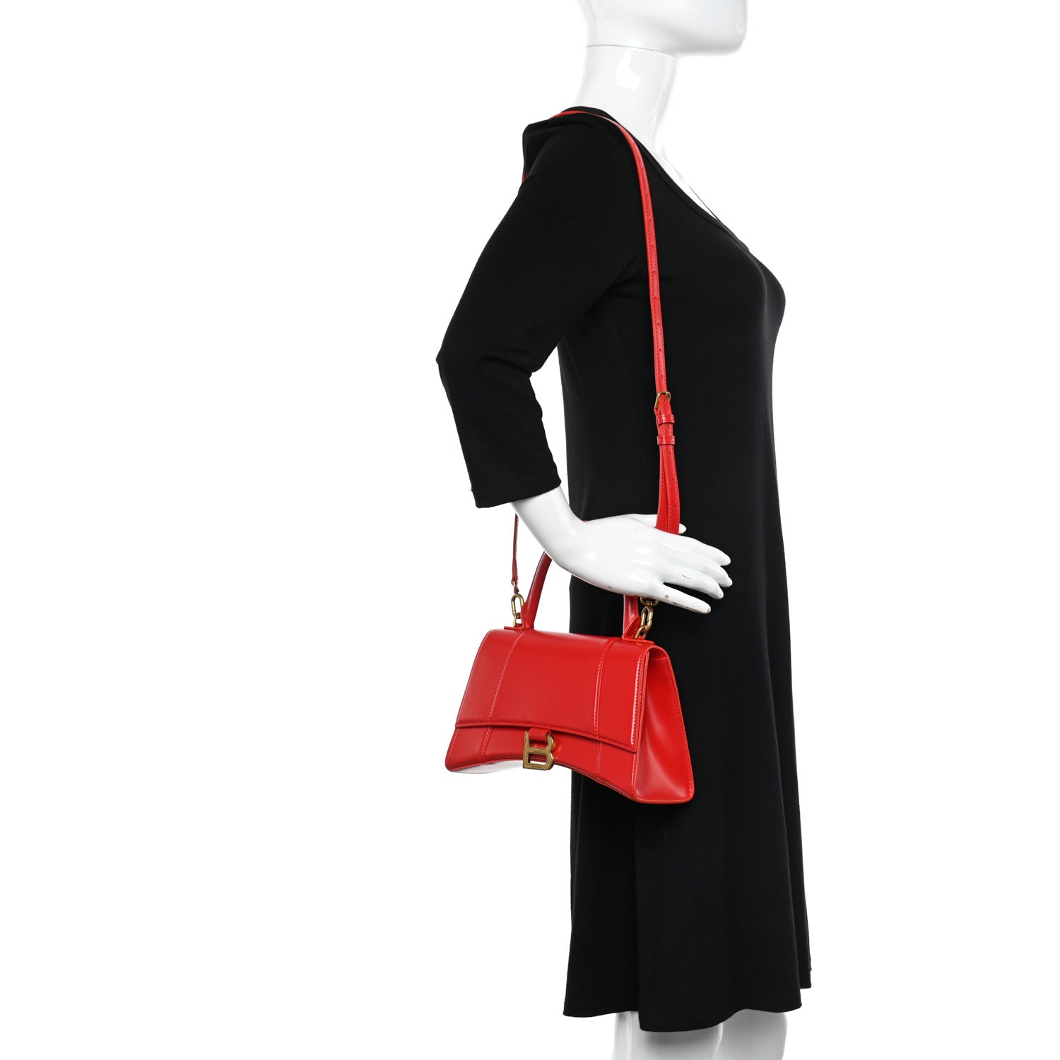 Balenciaga Shiny Box Calfskin Small Hourglass Top Handle Bag Bright Red 2 of 11
