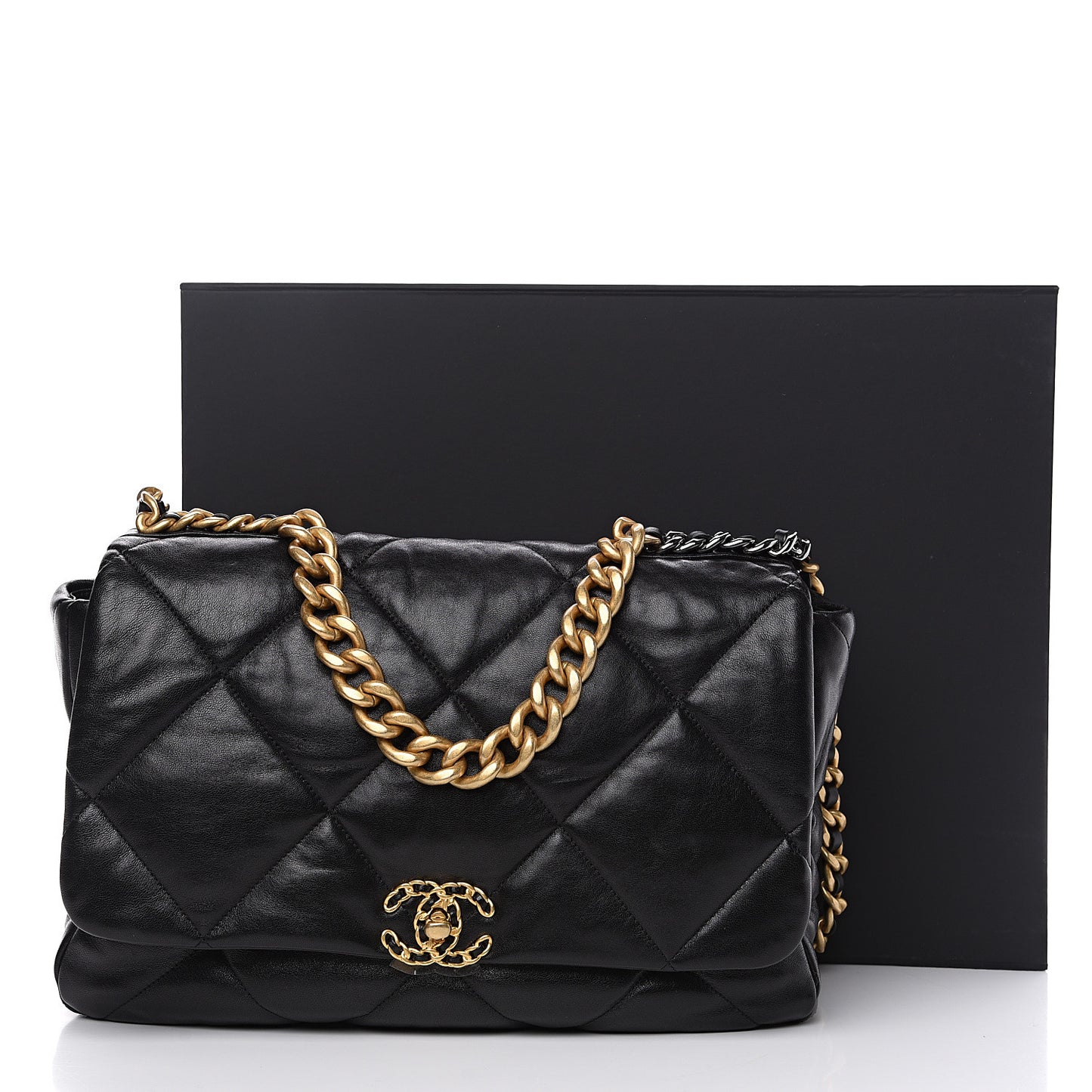 Goatskin Quilted Maxi 19 Flap Black