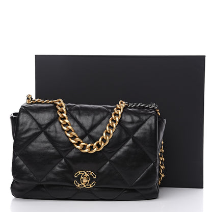Chanel Goatskin Quilted Maxi 19 Flap Black 10 of 10