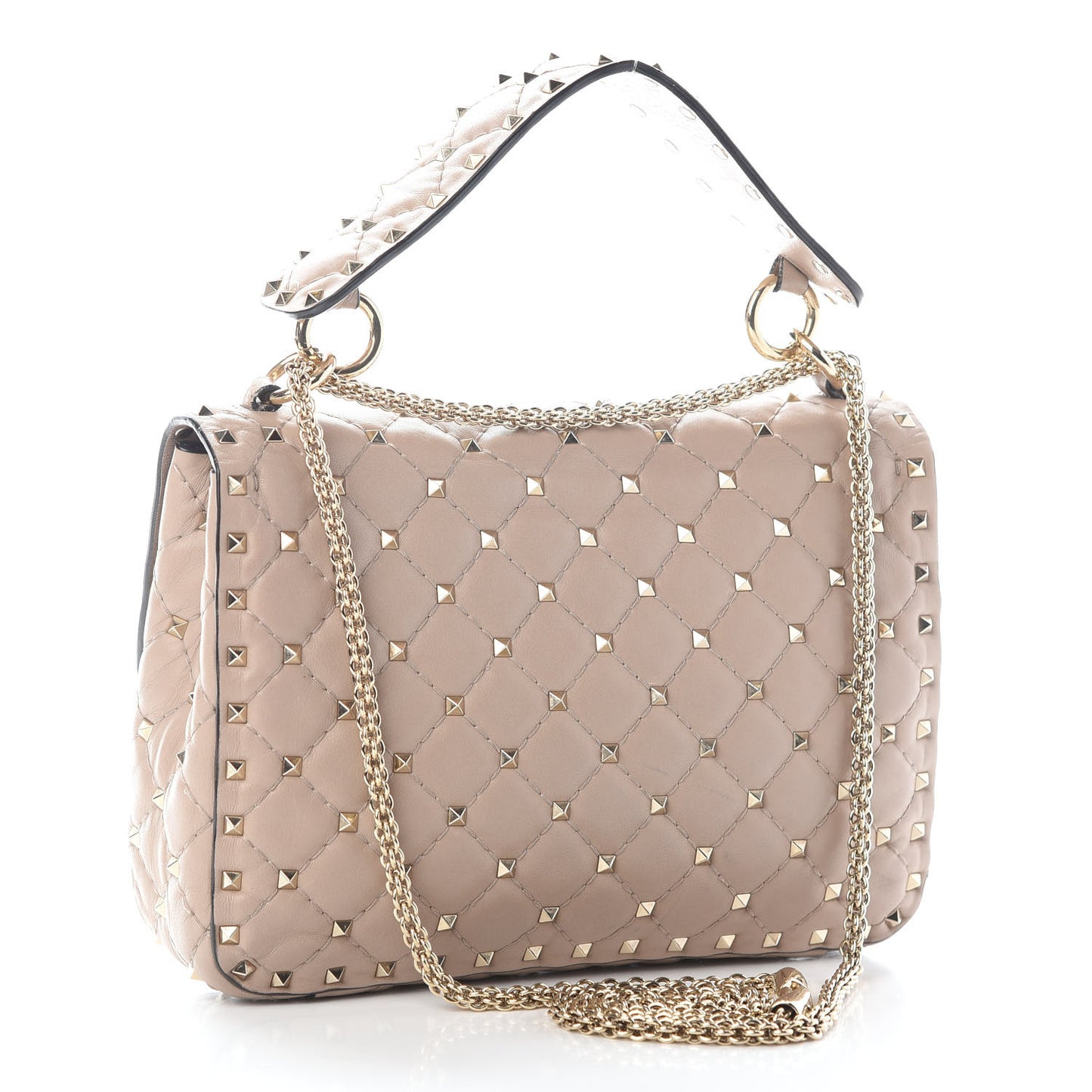 Lambskin Medium Rockstud Spike Shoulder Bag Poudre
