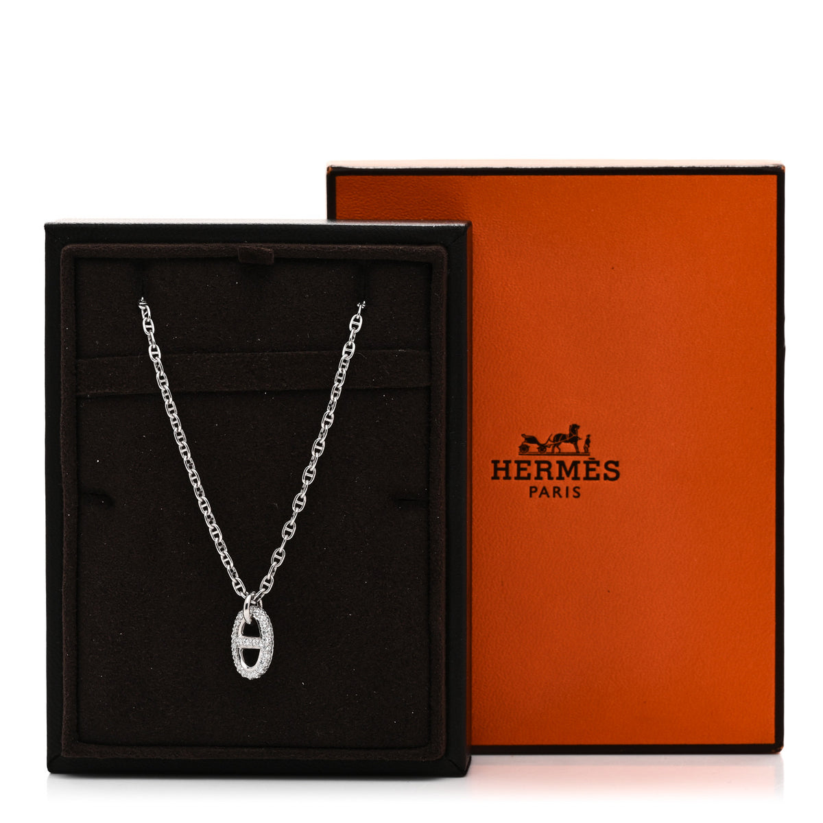 18K White Gold Diamond New Farandole Pendant Necklace