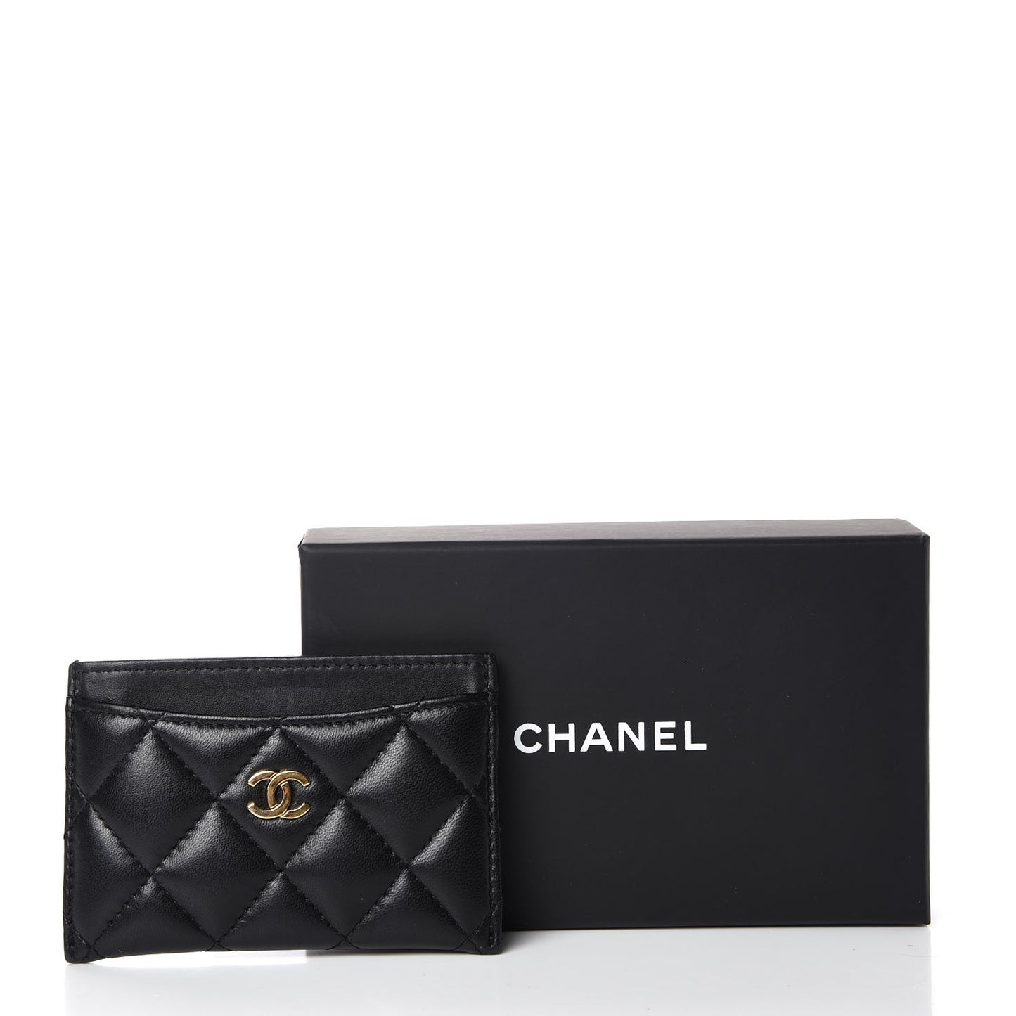 Lambskin Quilted Card Holder Black
