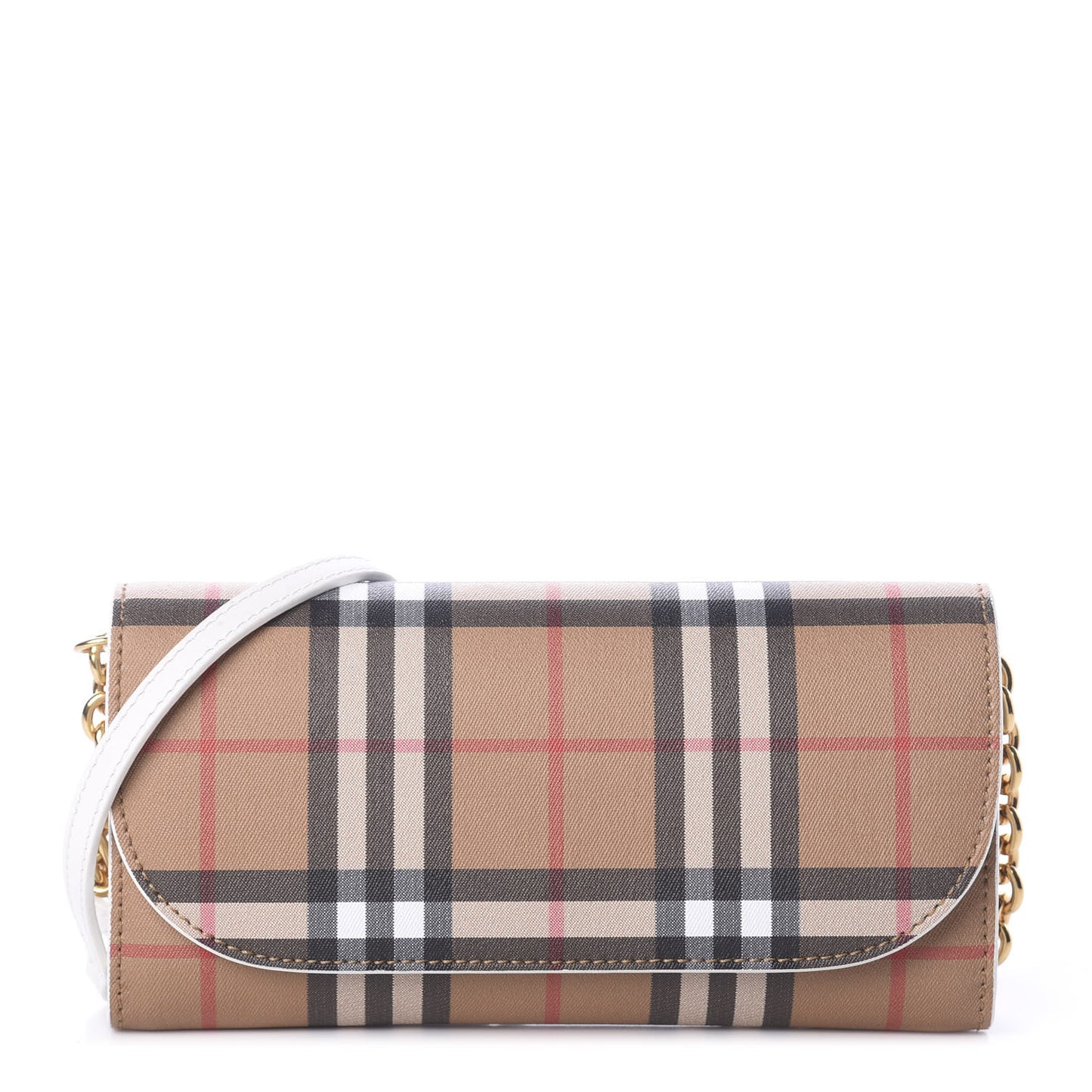 Vintage Check Henley Wallet On Chain Chalk White