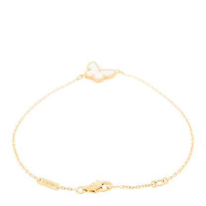Van Cleef & Arpels 18K Yellow Gold Mother of Pearl Sweet Alhambra Butterfly Bracelet 2 of 6