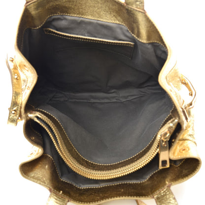 Marc Jacobs Crackled Calfskin Studded Tote Gold 5 of 12