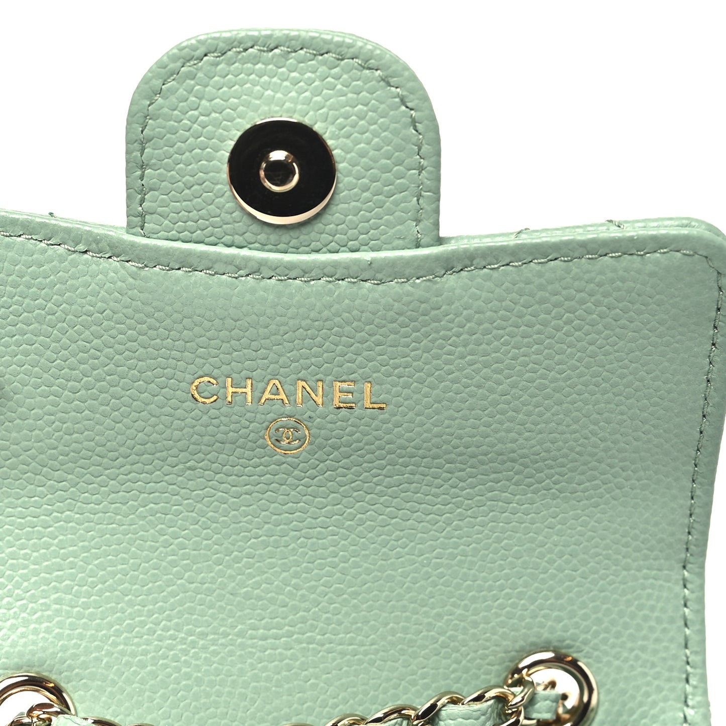 Caviar Quilted Mini Chain Belt Bag Light Green