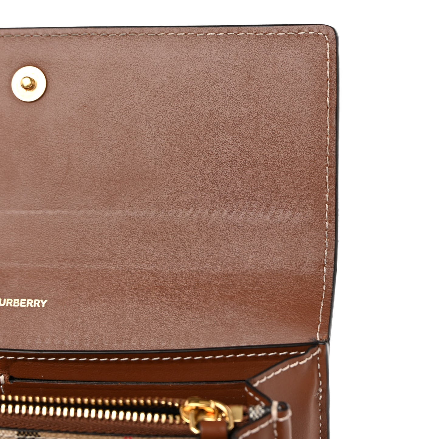 Vintage Check Grain Calfskin Halton Wallet Tan