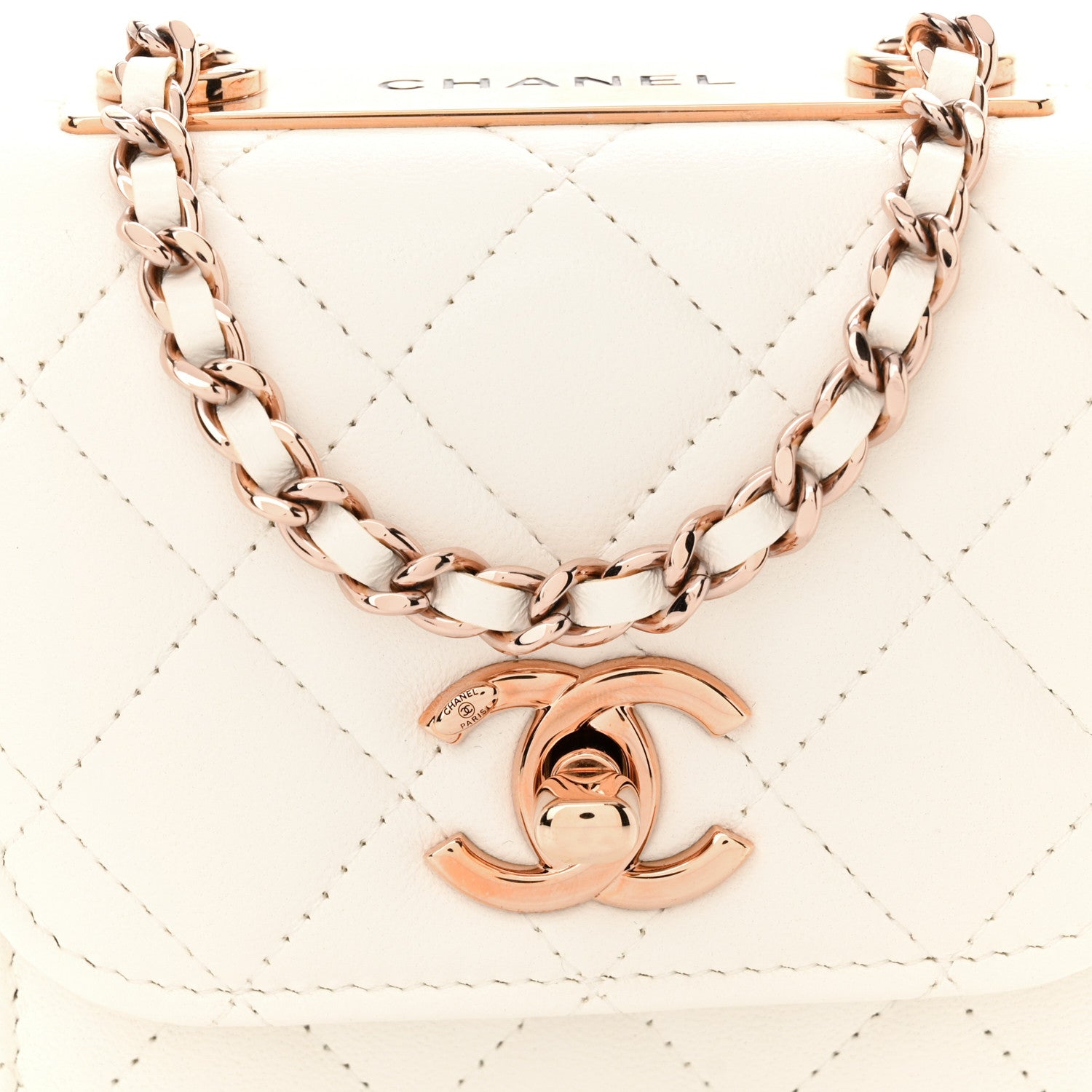 Chanel Lambskin Quilted Mini Trendy CC Clutch With Chain Ecru 8 of 11
