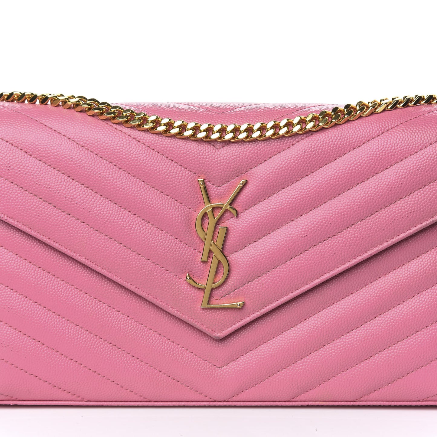 Grain De Poudre Matelasse Chevron Monogram Chain Wallet Indian Pink