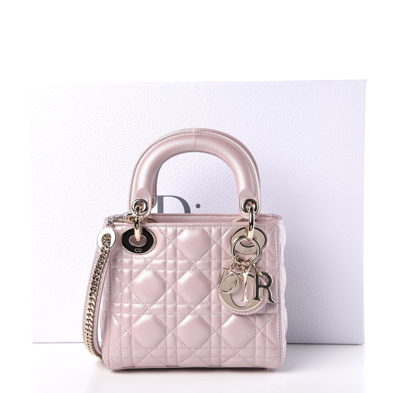 Christian Dior Metallic Lambskin Cannage Mini Lady Dior Lotus 10 of 10