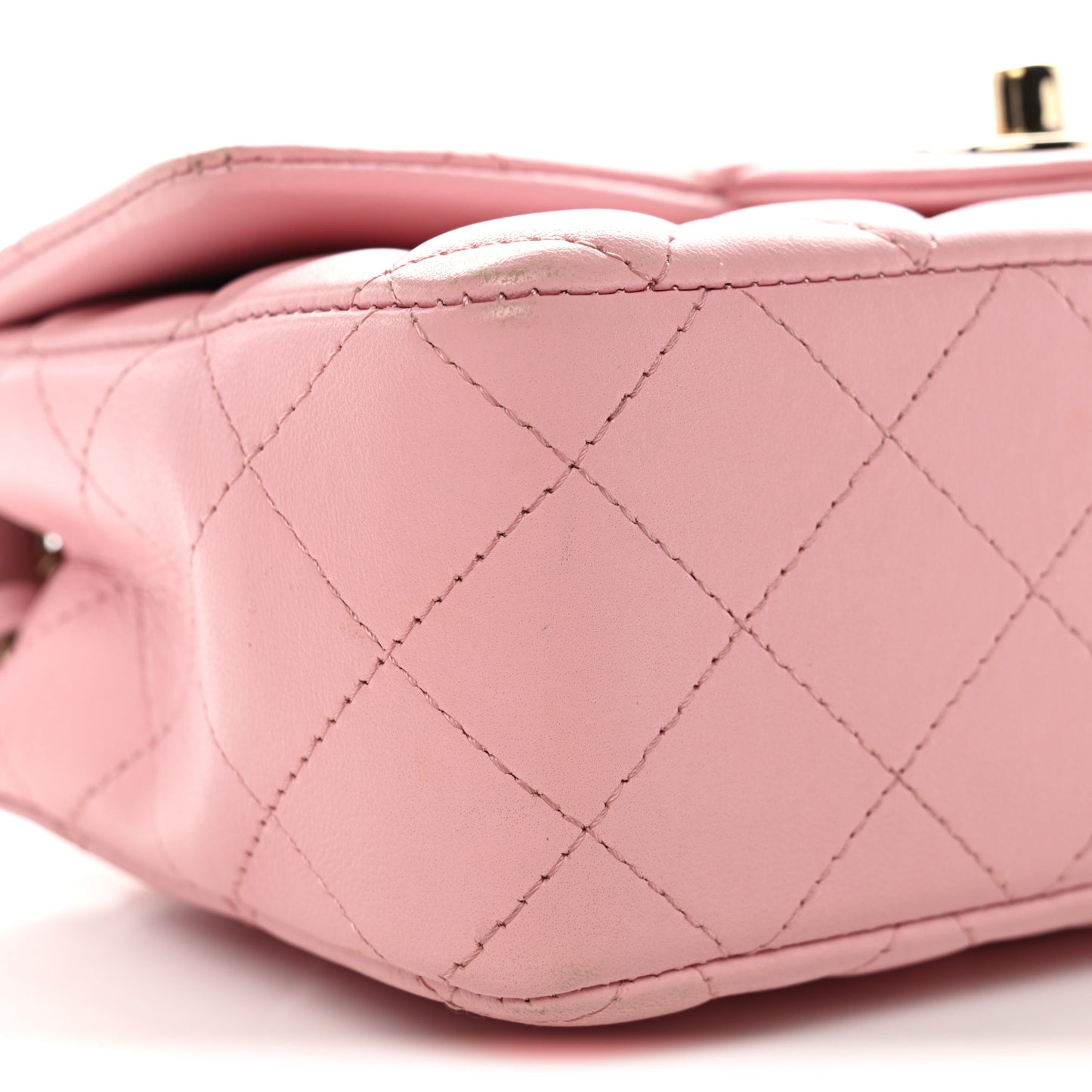 Lambskin Quilted Mini Rectangular Flap Light Pink