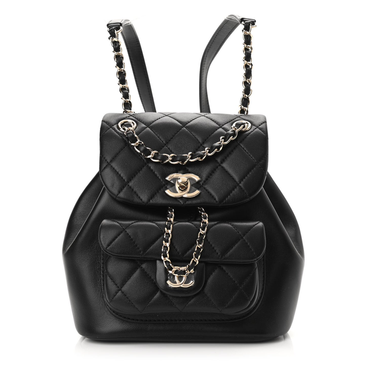 Lambskin Quilted Small Duma Drawstring Backpack Black