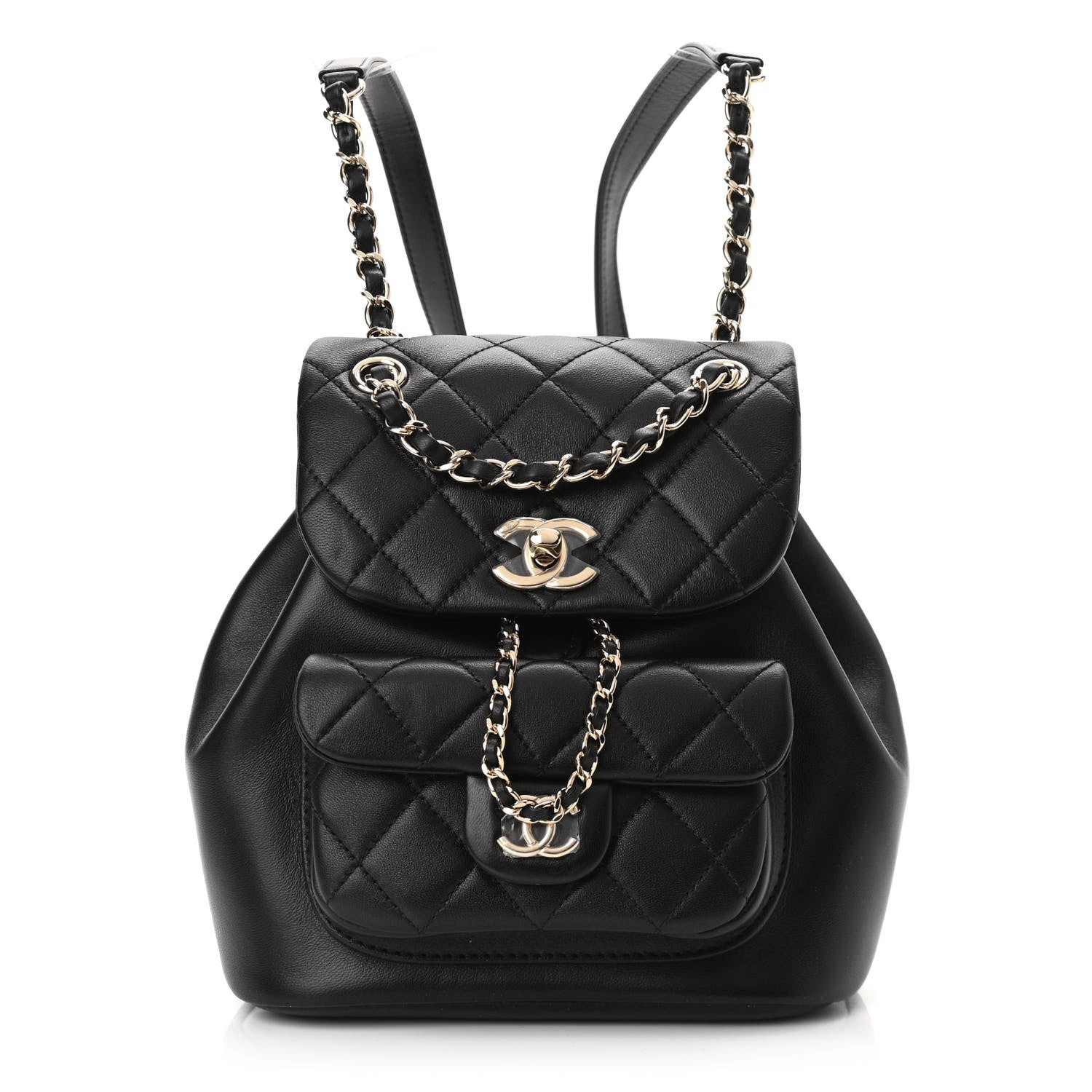 Chanel Lambskin Quilted Small Duma Drawstring Backpack Black 1 of 10