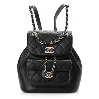 Chanel Lambskin Quilted Small Duma Drawstring Backpack Black 1 of 10