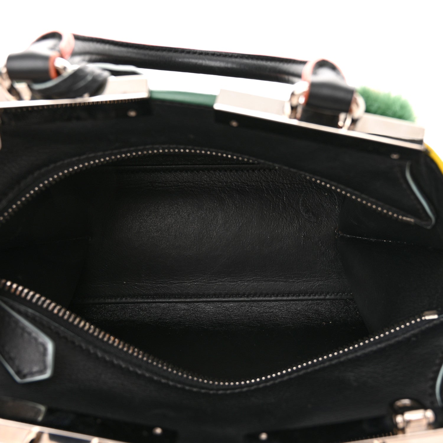 Fendi Vitello Dolce Mink Fur Pom Pom Mini 3jours Tote Black Multicolor 5 of 11